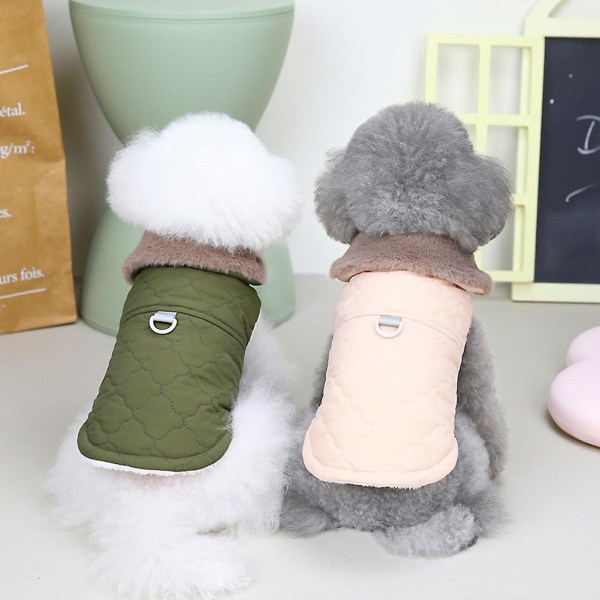 Varm Frakke Til Små Hunde/katte Vandtæt Fleeceforet Hundejakke Tøj Med Pelskrave Til Kulde Pink XL