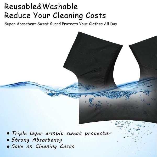 Svettvest for armhuler, pustende svettebeskyttende undertøysvest, vaskbare armhuleinnlegg, vaskbare armhuleinnlegg Black L