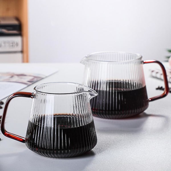 Vertikal randig kaffekanna i glas kaffekokare V-formad pip Kaffetekanna Praktisk kaffekanna Ca 350ml/500ml Återanvändbar 500ml