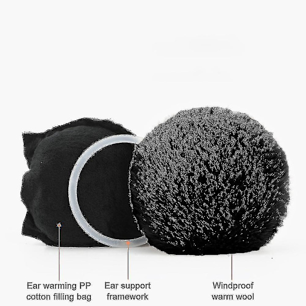 Talvessa lämpimät ja söpöt korvanlämmittimet, taitettavat korvanlämmittimet Black