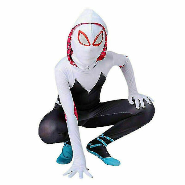Vuxen/barn Spider Verse Gwen Stacy   Kostym Kvinna Jumpsuit Hoodie 140cm