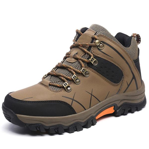 Vinterstövlar för män Varma skor Varmt läder Vattentäta kalla snöstövlar Utomhus Bomullssneakers Nya Khaki 42