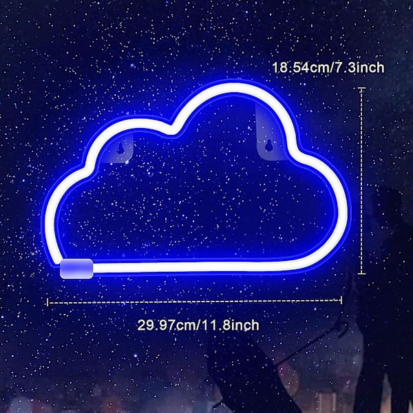 Moln Neon Skylt, LED Neon Ljus Vägglampa Väggdekor, Batteri Eller USB-driven Lysande Neon Skylt För Sovrum, Barnrum, Vardagsrum, Bar, Fest, Jul blue