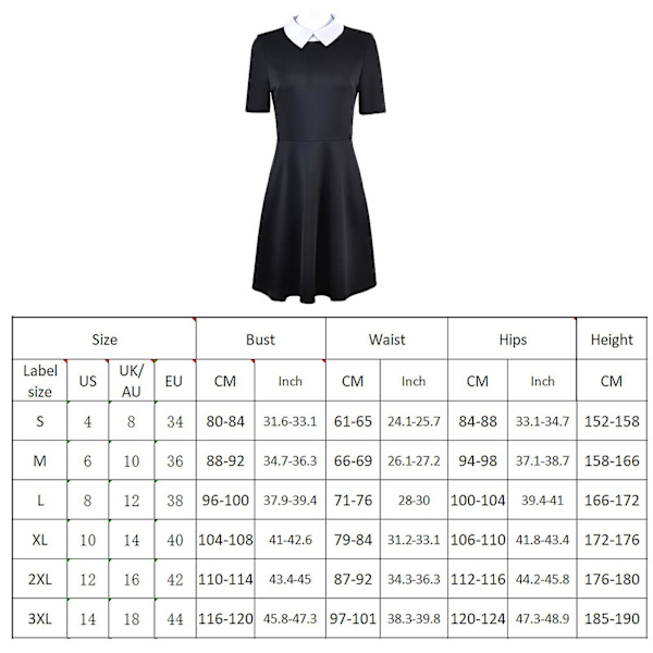 Addams Family Flickans Wednesday Addams Cosplay-dräkt.t M