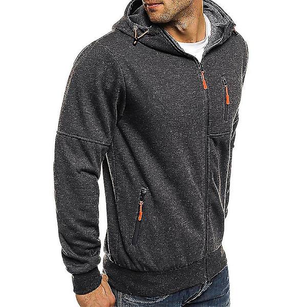 Herr Hoodie Fleece Varm Huvjacka Kappa Sweatshirt Vinter Ytterkläder Dark Grey XL