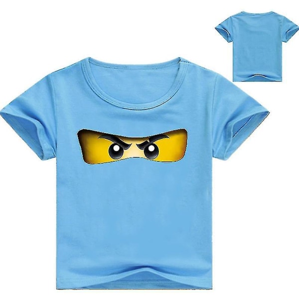 2-13 år 3D-utskrift Ninja pojkar och flickor kortärmad T-shirt barn sommarkläder Blue 110cm