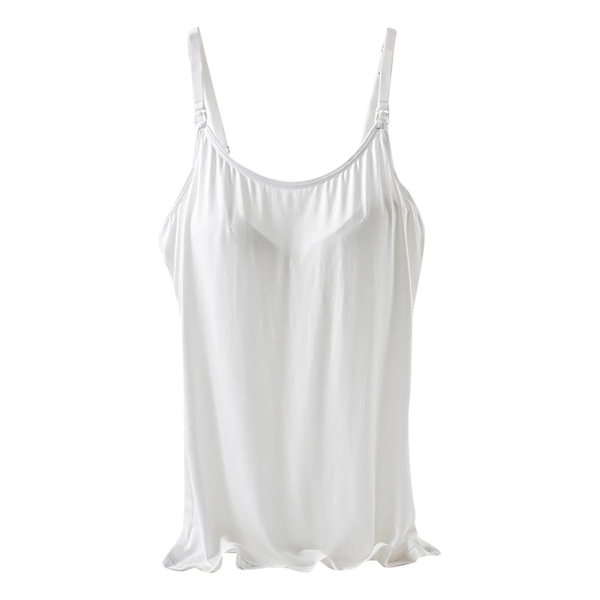 Gravide Kvinner Ammeundertøy Camisole Maternity Justerbare Stropper Innebygd Pad Vest Topp Underskjorte Loungewear White L