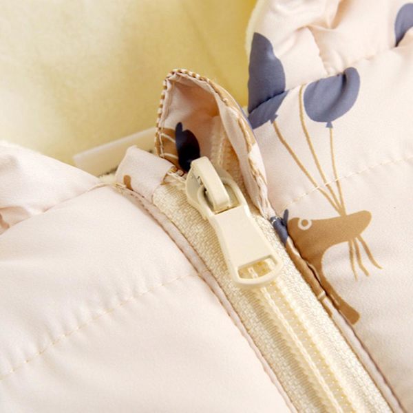 Lasten painettu hupparitakki vetoketjulla, talvinen lyhyt takki korvakoristeella Beige 130cm