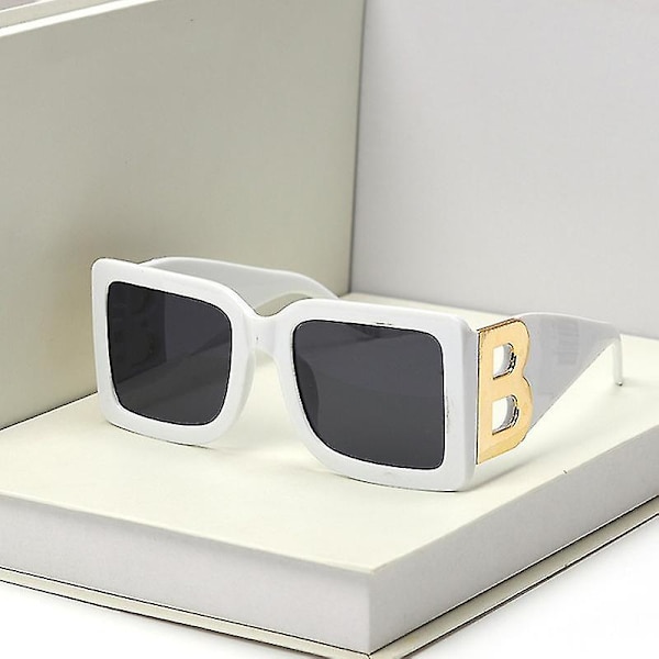Nye Mode Oversized Bogstav B Firkantede Luksus Trend Solbriller Kvinder Mænd Retro Rektangel Solbriller Trendy white