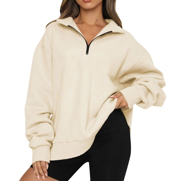 Pige Langærmet Sweatshirt Moderigtig Og Attraktiv Skjorte Til Kvinder Formel Daglig Fest Bal Beige XL