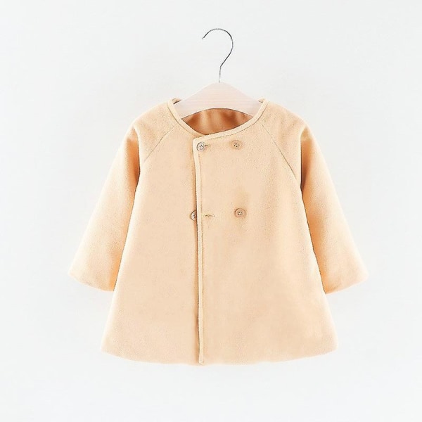 Småbarn Jenter Vinterjakke Poncho Kappe Overfrakk Yttertøy Beige 12-18 Months