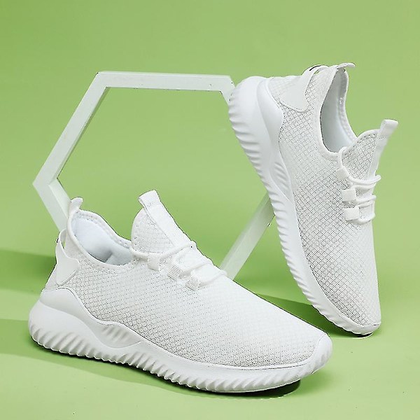 Herr Sneakers Löparskor Tennisskor Lätta Andningsbara Sport Atletiska 3cf1003 White 45