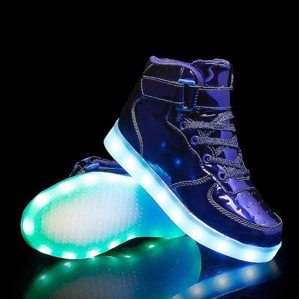 Barn Sneakers Pojkar Led Light Up Sneakers Pojkar Flickor Sport Löparskor 1600 Blue 30