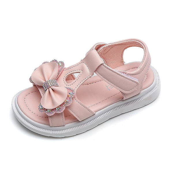 Flicksandal Kid Sommar Elegant Bling Strass Party Prinsessa Strandskor Söt Rosett Skolskor För Barn Platt Klack F05201 Pink 30