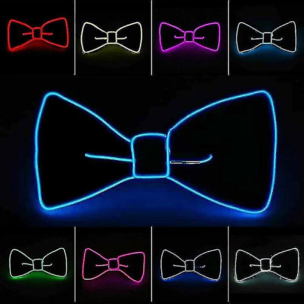 Lysande slips för män, slips med LED-ljus, blinkande för julfestdekoration White