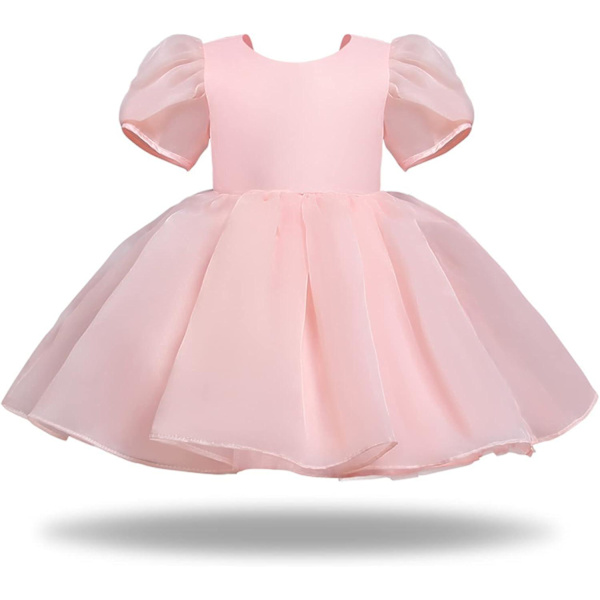 Flickklänning Puffärm Sommarklänning Flicka Prinsessklänning Rygglös Hög Midja Flickklänningar För 2-10 År Pink 6 7 Years