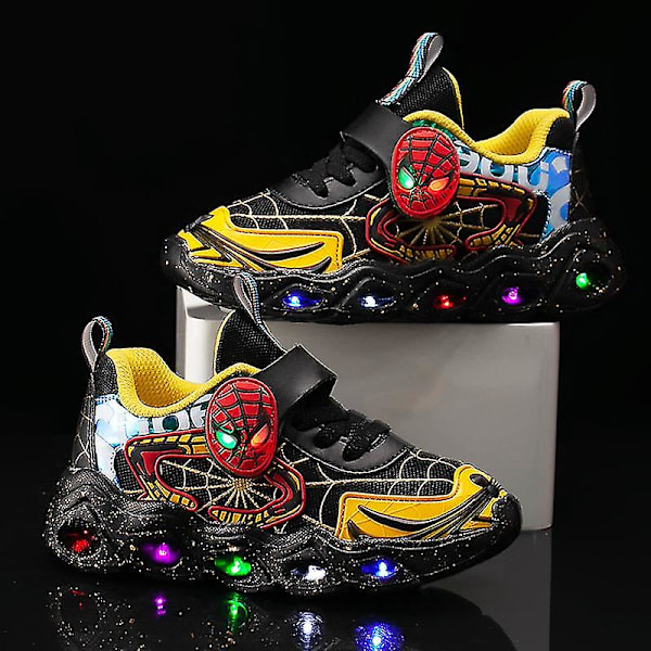 Drenge LED Blinkende Casual Sports Lette Sko Yellow 22