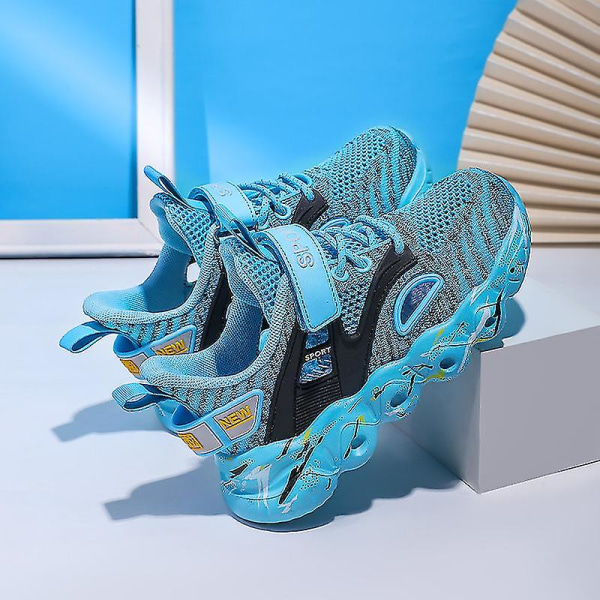 Nya trendiga sneakers för pojkar och flickor, andningsbara löparskor, moderiktiga sportskor 3c907 Blue 31