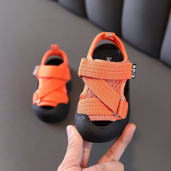 Sommer Baby Sandaler Mode Kryds Webbing Bløde Børnesko Cool Drenge Piger Strandsandaler Hovedindpakket Småbørnssko orange 2 16