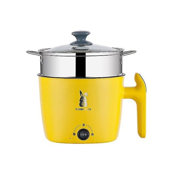 Elektrisk stekepanne 1.8l Høy Kapasitet Multifunksjonelle Kjøkkenapparater Hot Pot Mini Non-stick Mat Nudler Koke Stekepanne Egg Ste Yellow