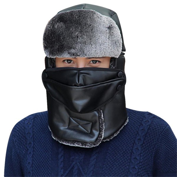 Termisk Vinter Trapper Hatt Höst Vinter Cykling Vindtät Varm Utomhuskeps Ny Black Mask
