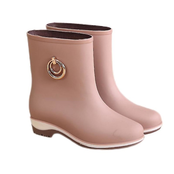 Dame Skridsikre Slip-On Havesko Udendørs Midt Læg Støvle Afslappet Rund Tå Arbejdssko Beige EU 37