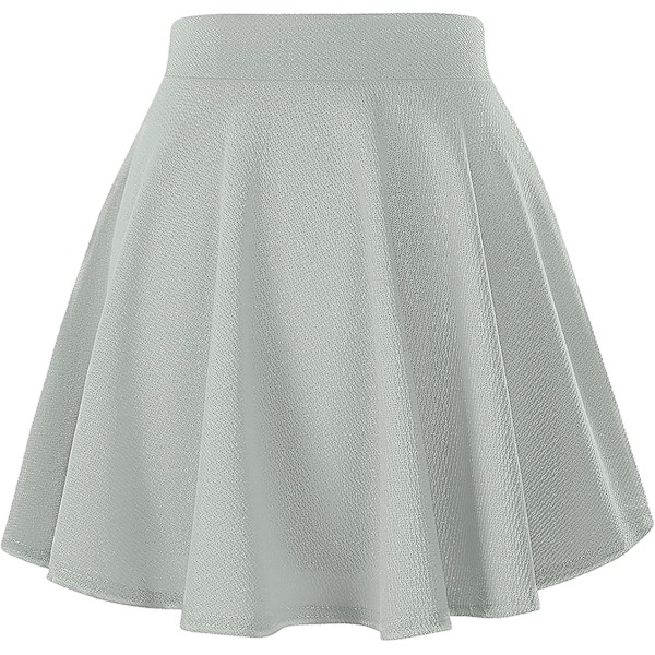 Dam Basic Mångsidig Stretchig Utsvängd Casual Mini Skaterkjol Grey M