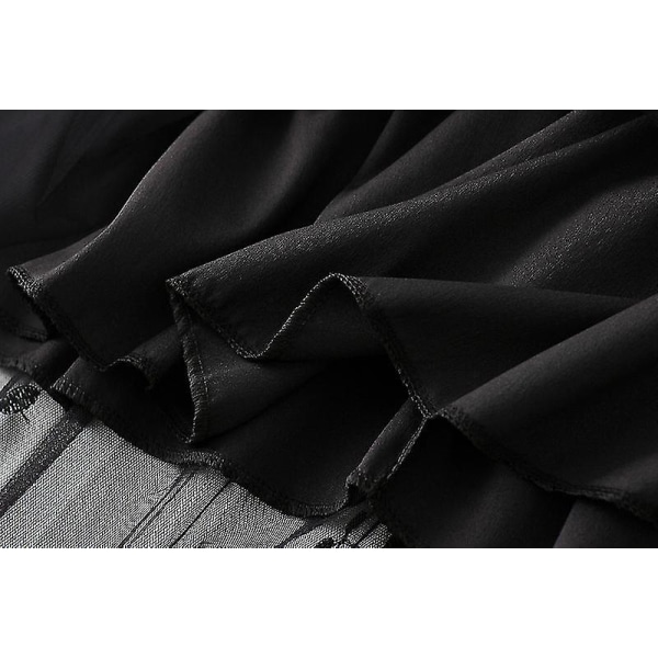 Dame Mesh Broderi Halvlangt Skjørt Garnskjørt A-linje Kunst Høy Midje Langt Skjørt Black