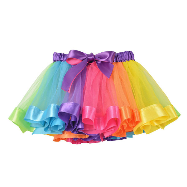 Små flickor Tutu-kjol Regnbåge Layered Tutu-kjolar Band Elastisk danskjol för flickor 0 till 8 år gamla Rainbow M