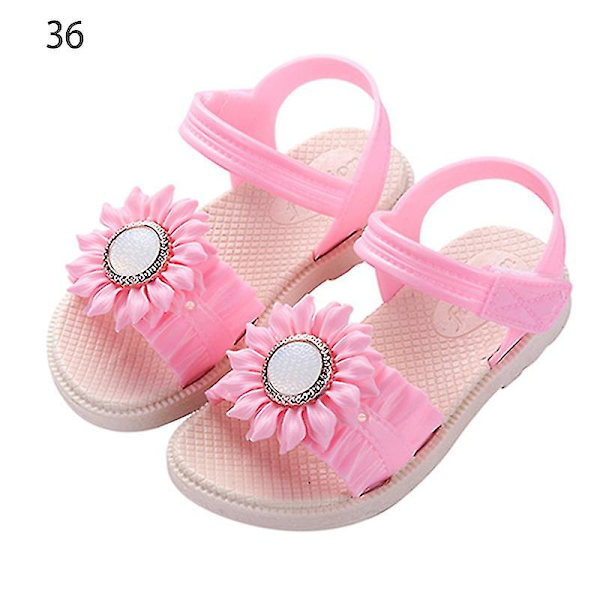 Pigesandaler med åben tå, margueritblomst, sommerstrandsko med PVC-sål, skridsikre Peach Red 36