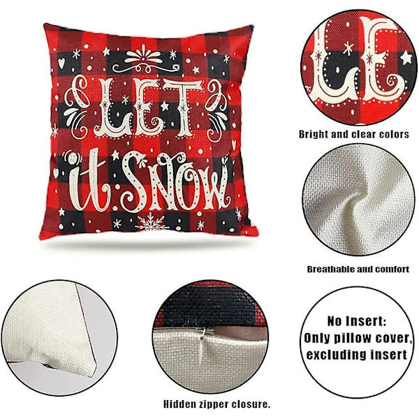4-pak Merry Christmas Design Pudebetræk Pyntepude Til Sofa Juleværelsesdekorationer 18 X 18