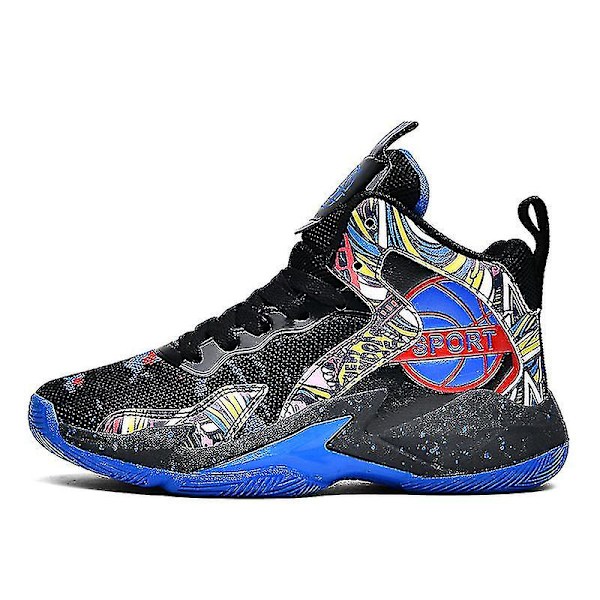 Barn Basketbollskor Andningsbara Sneakers Pojkar Flickor Sportskor Yj8768 Black 34