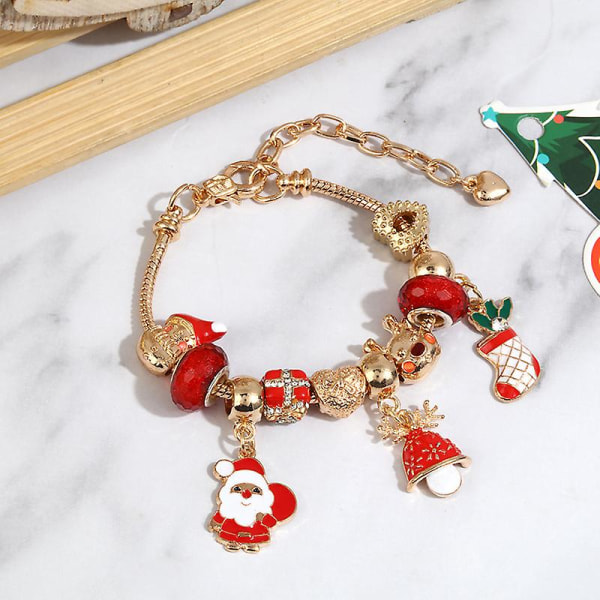Jule Charm Armbånd Julemand Perlearmbånd Legering Reb Kæde Dame Smykker Style 1 20cm