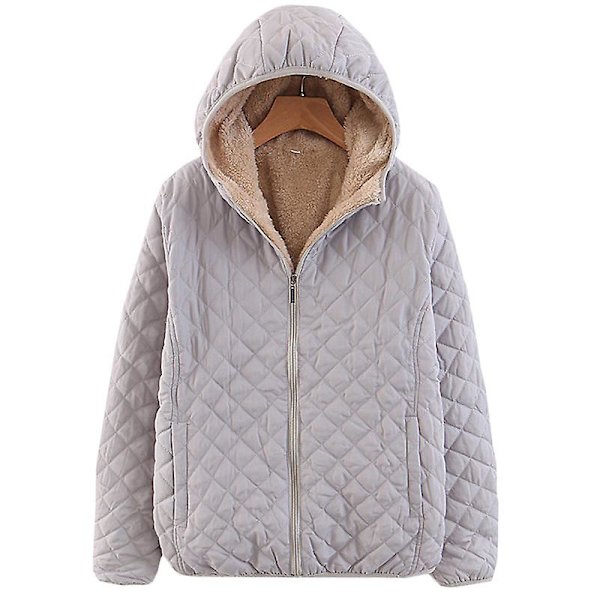 Dam Huva Fleecefodrad Jacka Hoodie Light Gray M