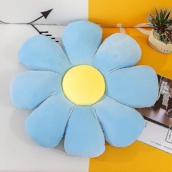 Blomformad Prydnadskudde Golvkudde Kontor Stillasittande Tatami Bilkudde Avslappnande Sittdyna Stol Sittplats Plyschdyna blue