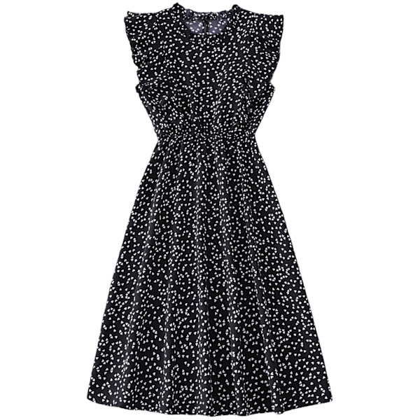 Dame Polkaprikket Kjole Plus Size Print Lang Kjole Til Strandbrug Black And White Heart L