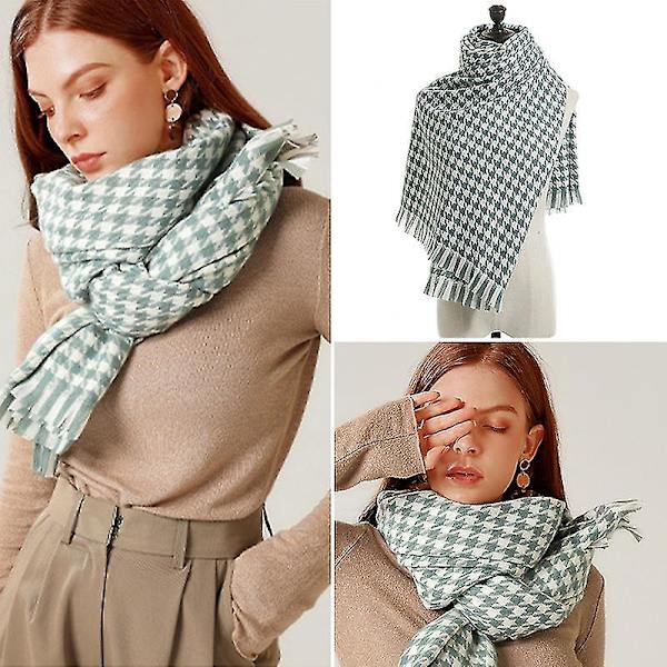 Vinterfågelrutig halsduk pläd Faux Cashmere halsduk sjal green