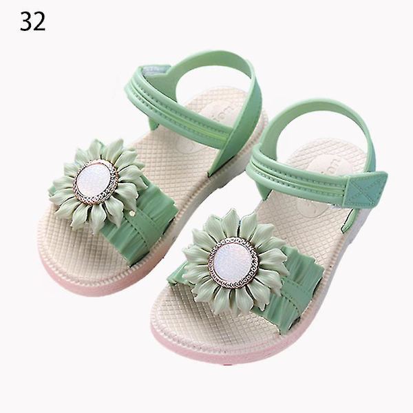Pigesandaler med åben tå, margueritblomst, sommerstrandsko med PVC-sål, skridsikre Green 32