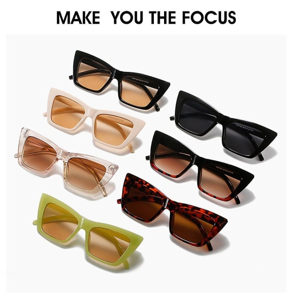 Trendy UV400 Beskyttelse Firkantede Mode Tilbehør Shades Cat Eye Solbriller til Kvinder Mænds Solbriller Black grey