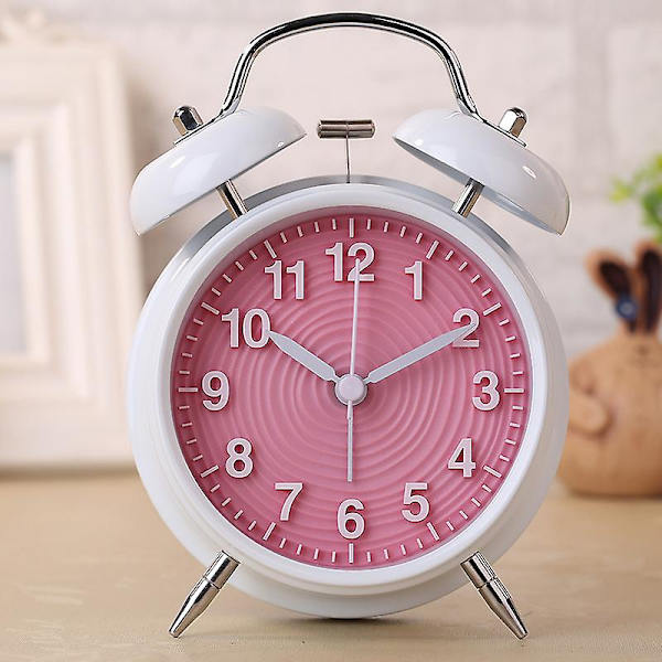 4 tum Alarmklocka Retro Klocka Metall Klocka Alarmklocka pink
