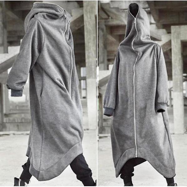 Unisex Långärmad Hooded Nazgul Lång Kappa Dragkedja Fleecefodrad Lång Hoodie Gray 4XL