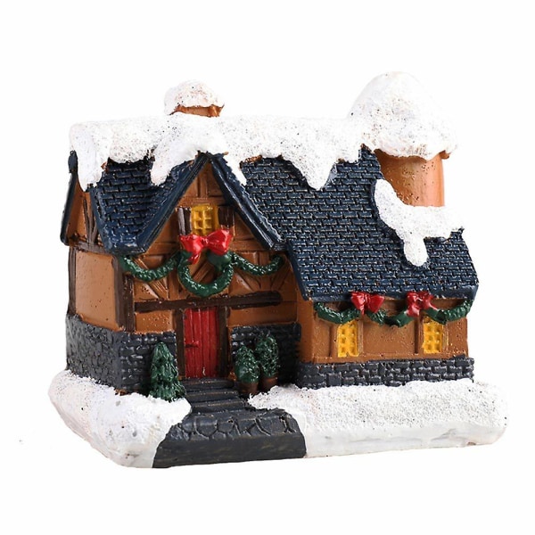 Jul Ljusstyrka LED Lyser upp Mini Village House Scene Decors Xmas Ornaments H