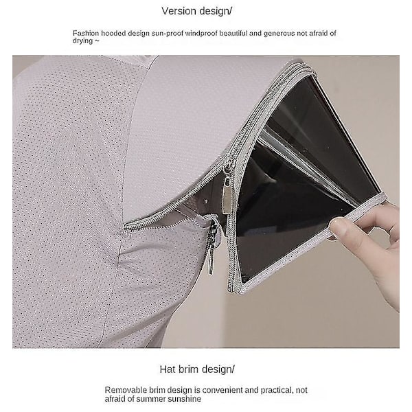 Kesän aurinkosuojavaate Aurinkolippa Hupullinen Varjo Toppi Anti-UV Jääsilkki Urheilu Viilentävä Vaatetus Dark Grey