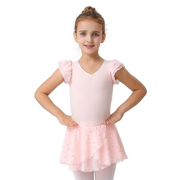 Tyttöjen röyhelöhihainen balettitanssimekko Tutu-hameella varustettu trikoo Pink 150cm
