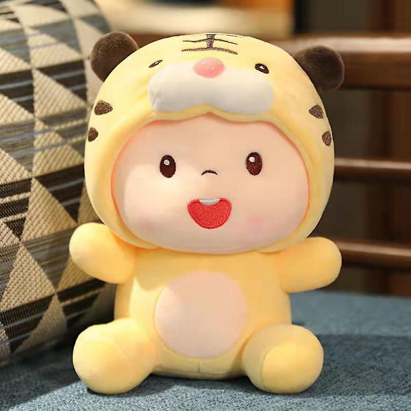 Tiger Maskot Kosedyr Med Q Versjon Kosete Dyr Leker Sovende Putepute Yellow