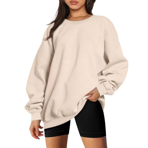Ledig sweatshirt för damer med dragsko, långärmad hoodie för höst och vår L