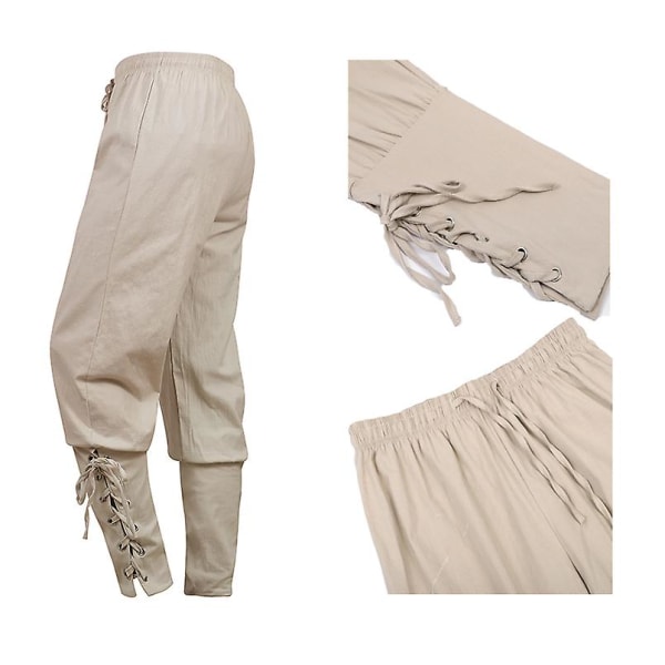 Middelalderbukser Vikingekostume til mænd Kvinder Piratbukser Snørebukser Renaissance Bukser Pirat Brun Sort Plus Size Halloween gray L