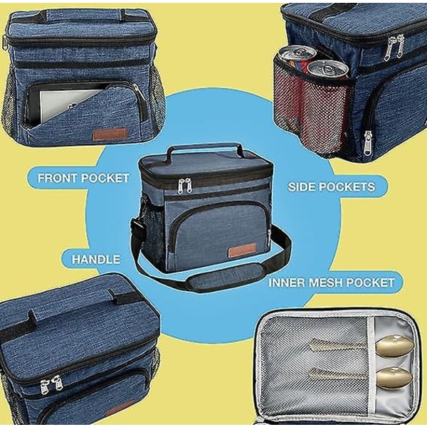 Isolerad Bento-väska, stor kapacitet, bärbar lunchväska för utomhusbruk, bärbar lunchväska för kontorsarbetare pink