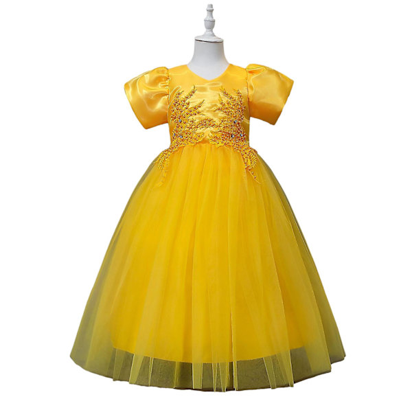 Stilrena Enfärgade Flickklänningar Mångsidiga Bekväma Kläder för Resor/Vardag/Hemma Yellow 120cm