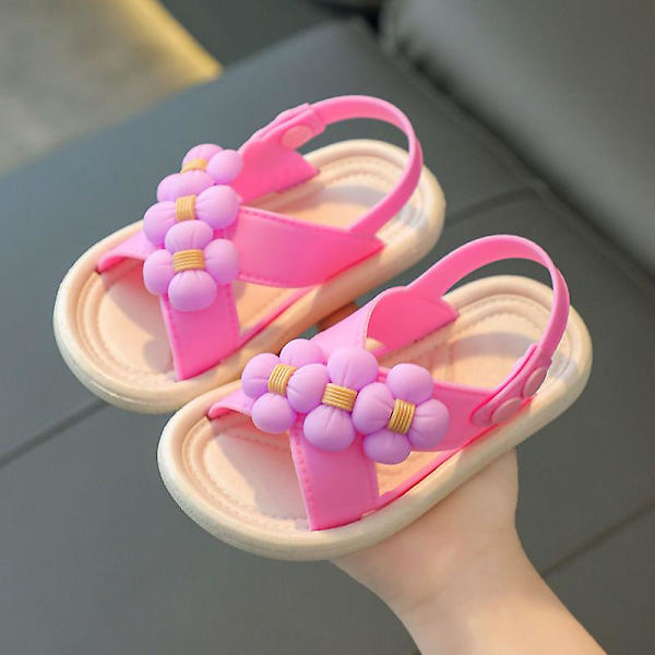 Sommar Baby Flickor Skor 0-7 år Barnskor Mode Söt Blomma Prinsessa Barnsandaler Flickor Småbarn Baby Mjuk Andningsbar 3 flowers rose 27Insole 16cm